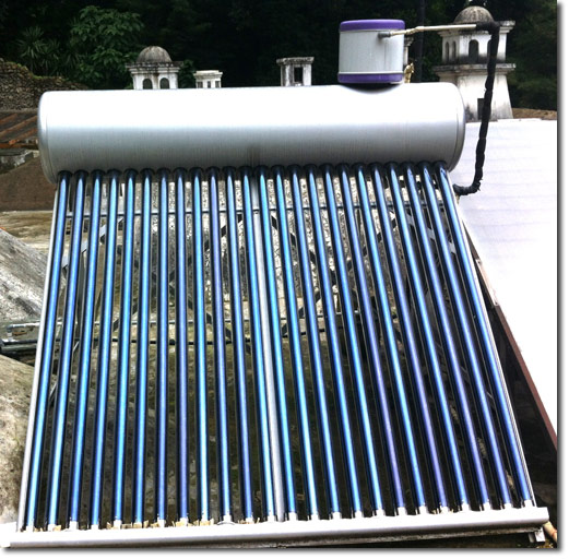 Copper coil solar water heater, 